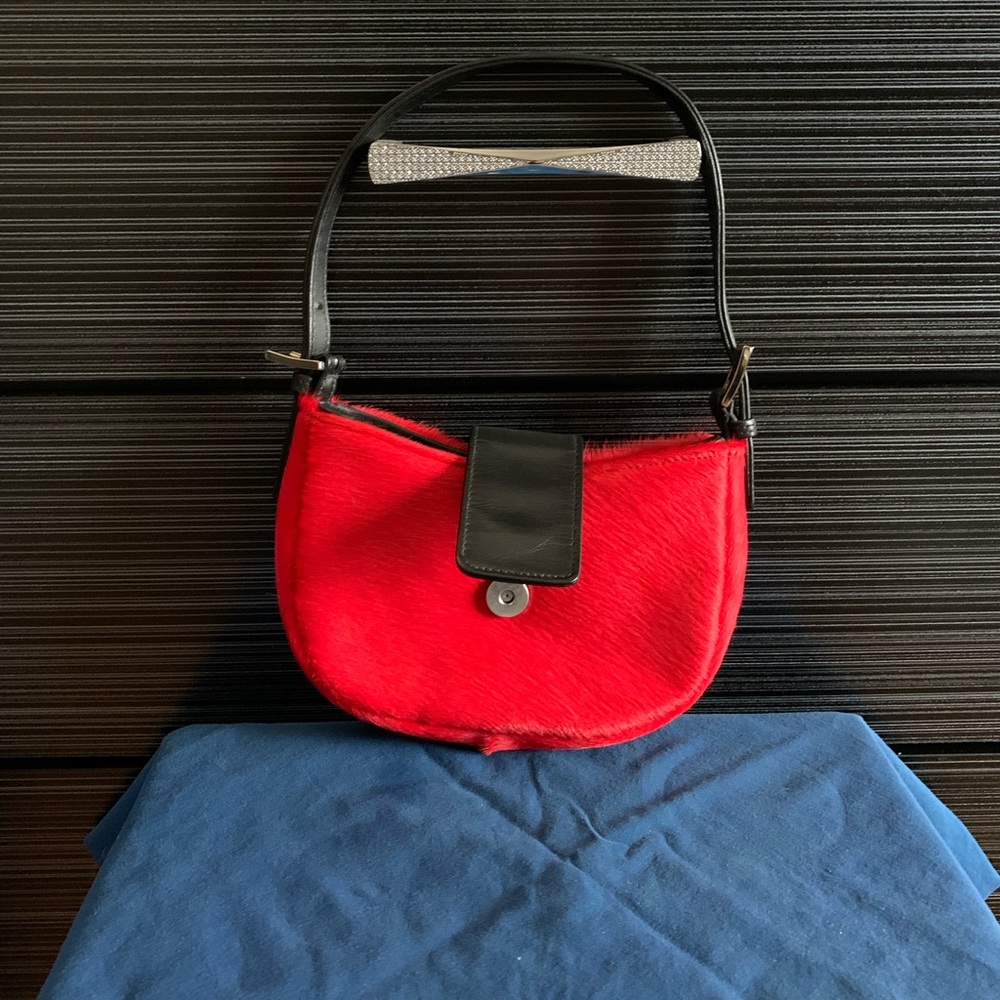 Vintage red fur evening bag Park Ave